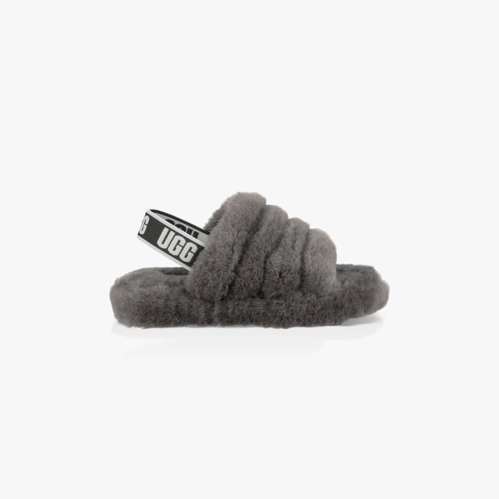 Chausson UGG Fluff Yeah Fille Grise Foncé Soldes 700HDZAX